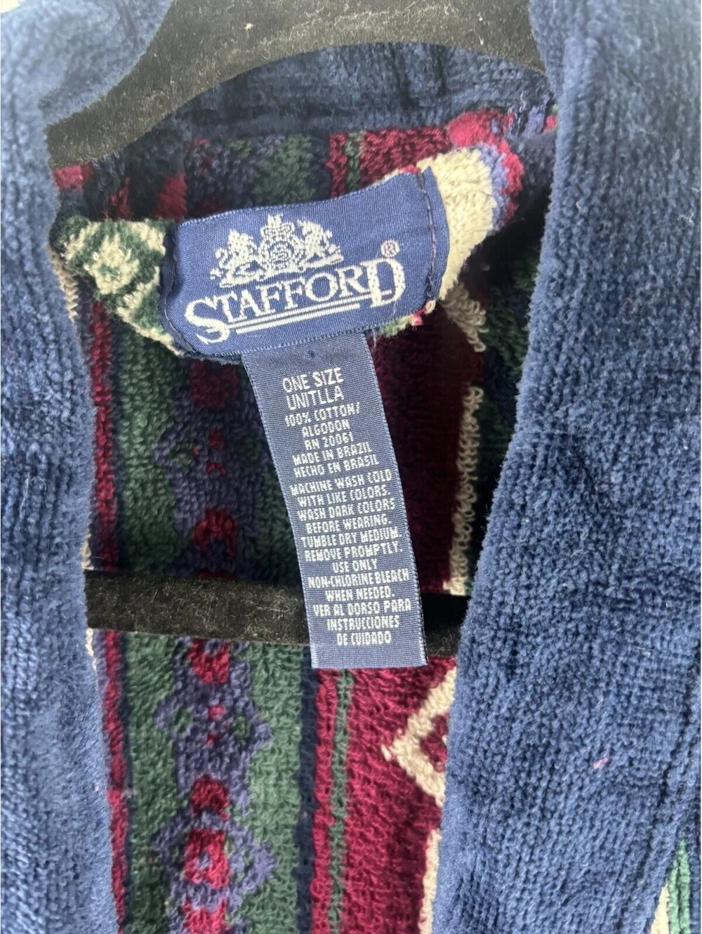 VTG Stafford Knightsbridge Men’s Robe Southwest Geometric Pattern Plush Cotton